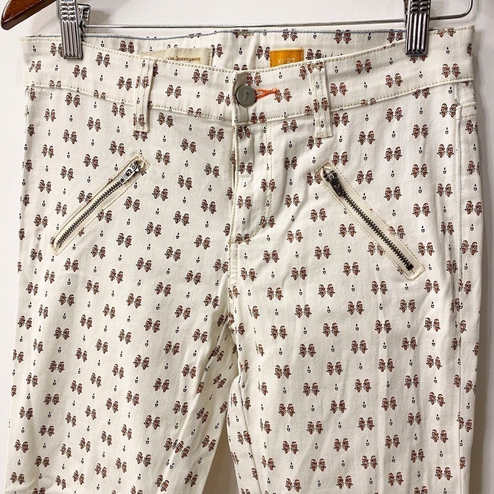 Anthro Pilcro White Patterned skinny jeans floral zip jean size 27 - Picture 3 of 12